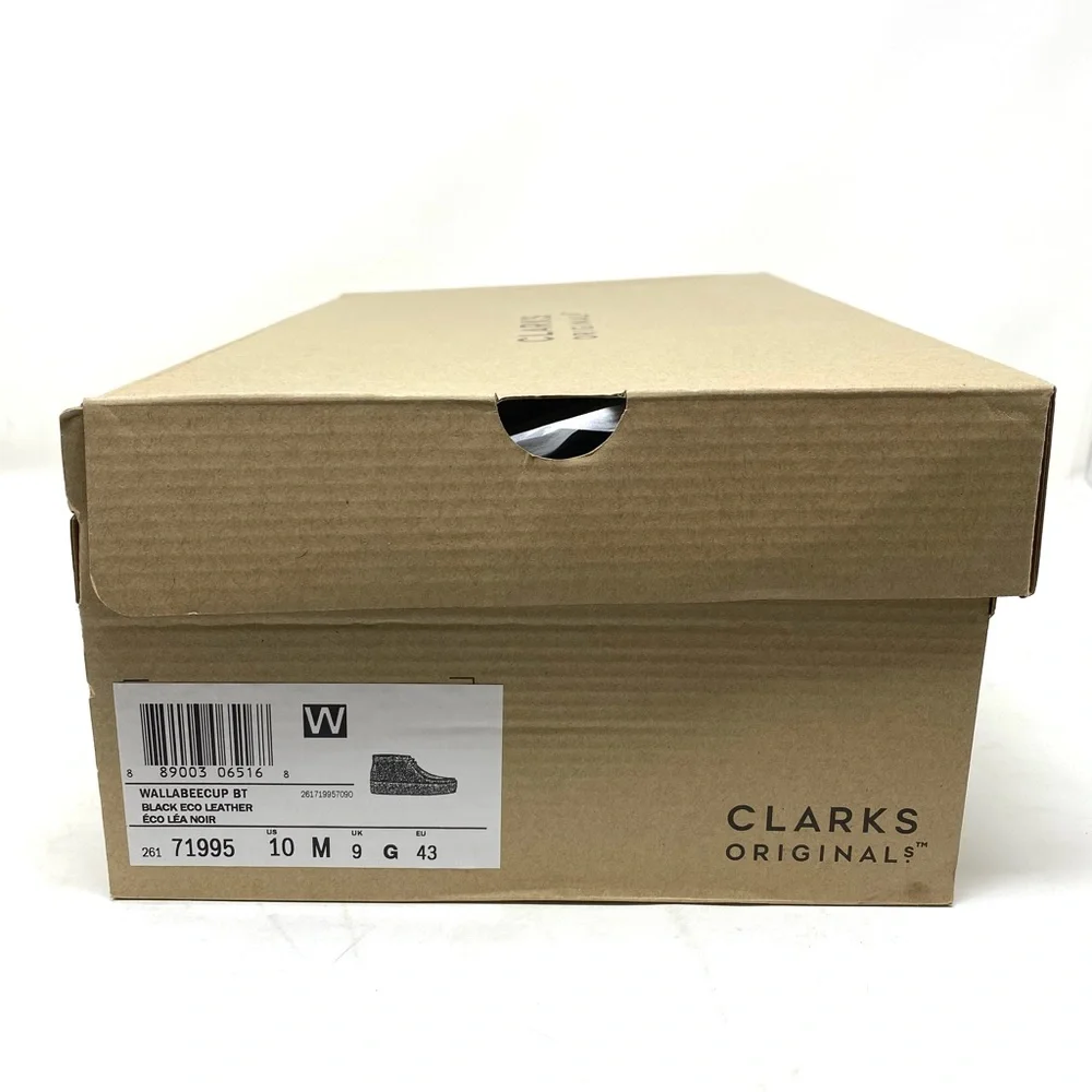 Clarks Wallabee Cup Boot Black Eco Leather Moc Toe Casual Chukka